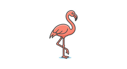 Vibrant pink flamingo stands on one leg in calm water 2026-06-30. © Kill