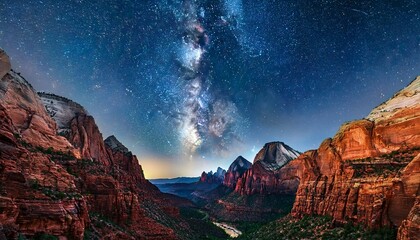 Obraz premium Nightscape Milky Way In Zion Canyon