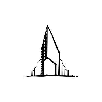 Building sketch logo with a simple shape and line 