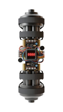 Isolated complex improvised explosive device with digital timer and exposed circuitry