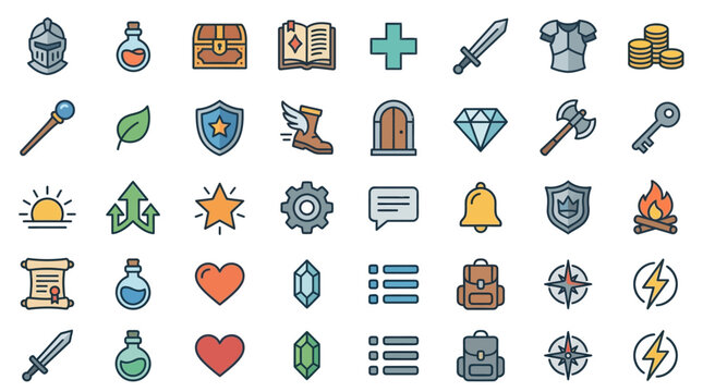 Premium vector game badge collection featuring champion conqueror hero explorer collector