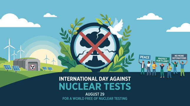 International Day Against Nuclear Tests flat vector illustration featu
