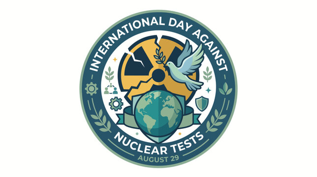 International Day Against Nuclear Tests graphic emblem featuring peace