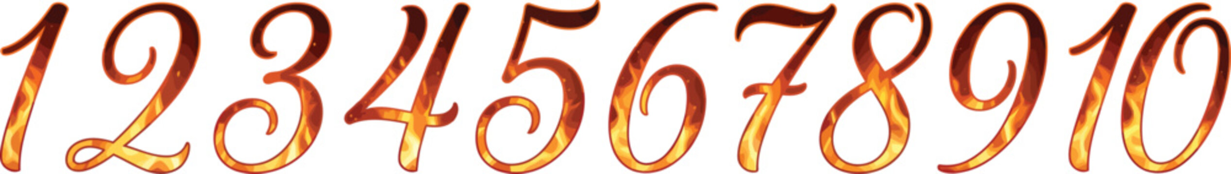A decorative sequence of numbers from 1 to 10, rendered in a flowing, elegant script with a warm, gradient color palette.