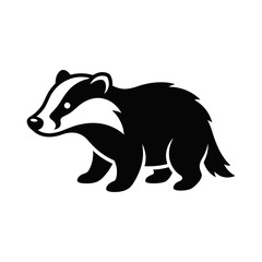 Minimalist black and white vector icon of a wild badger © jepri