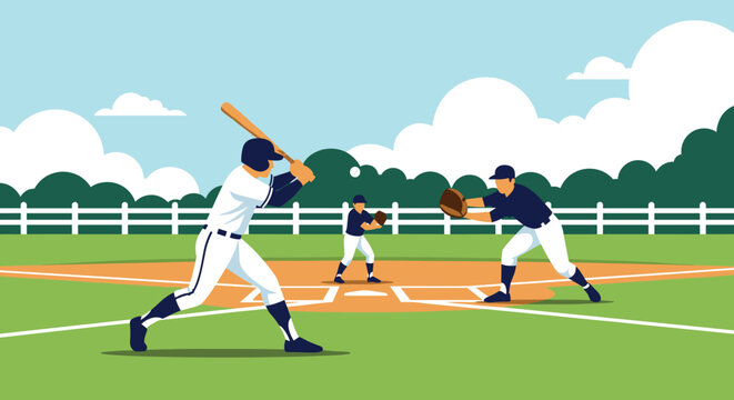 Intense baseball game action featuring a batter ready to swing, a catcher in position, and an umpire on the field.