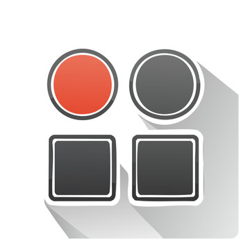 Set of four buttons with shadows