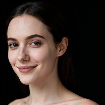 Young female face portrait with beautiful soft skin