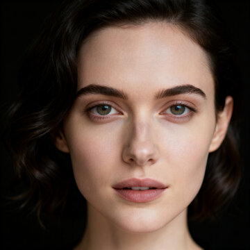Young female face portrait with beautiful soft skin