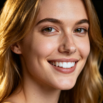 Young female face portrait with beautiful soft skin