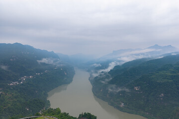 Fototapeta premium Scenery along the G348 tourist highway in Yichang, Hubei, China