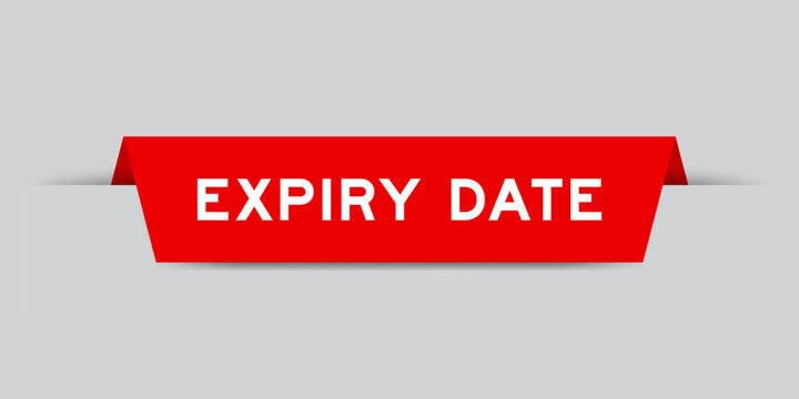 Red color inserted label with word expiry date on gray background
