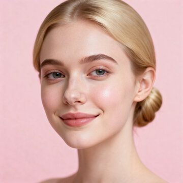 Young female face portrait with beautiful soft skin