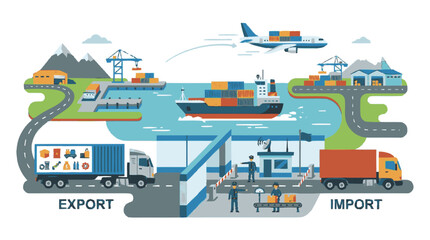 Obraz premium Global logistics and import export shipping port operation.
