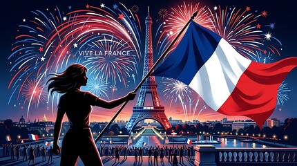 Bastille Day Celebration with French Flag