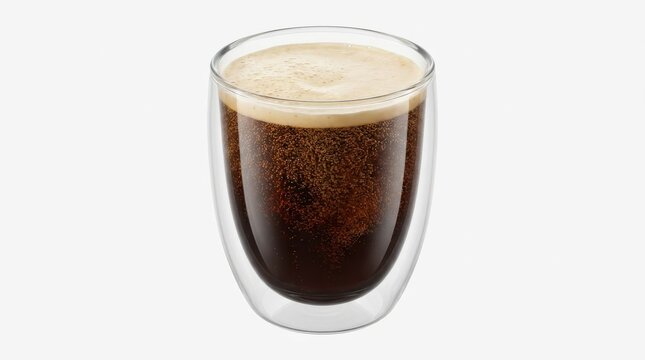 Refreshing nitro cold brew coffee served in an elegant glass with floating nitrogen bubbles