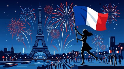 Bastille Day Celebration with French Flag