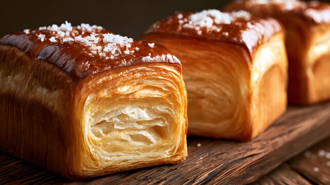 Freshly baked Japanese shio pan salt bread with flaky layers.