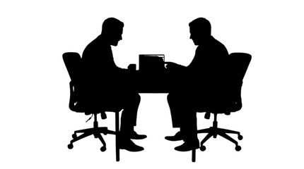 Fototapeta premium Two businessmen in a meeting with a laptop on the table