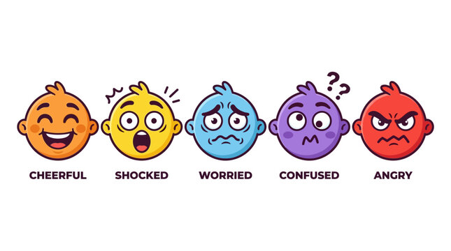Emotions and facial expressions concept.