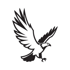 Fototapeta premium Eagle Silhouette Against White Background Graphic Illustration