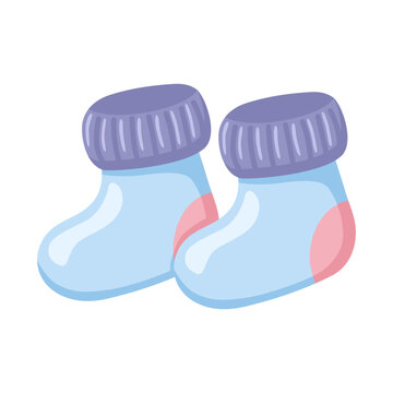 Cute blue and purple baby socks vector illustration