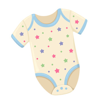 This pastel newborn onesie is decorated with stars and dots.. Vector illustration