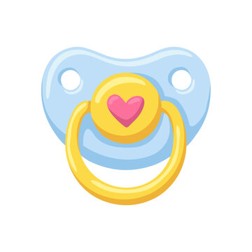 Cute blue baby pacifier with a pink heart vector illustration