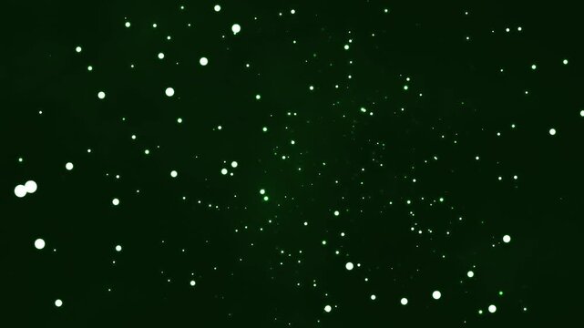 Glowing white particles drift slowly through a deep dark green atmosphere in this elegant motion background featuring soft bokeh lights and smooth fluid movement for modern creative digital projects.