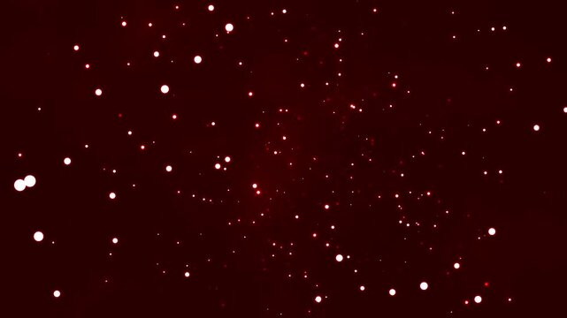 Glowing white particles drift slowly through a deep red void in this abstract motion animation footage that captures a sense of ethereal mystery and fluid digital energy for creative projects.