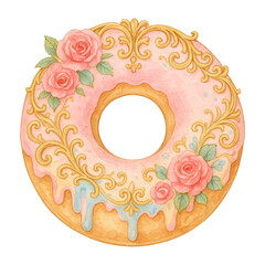 Obraz premium PNG Elegant floral donut illustration.
