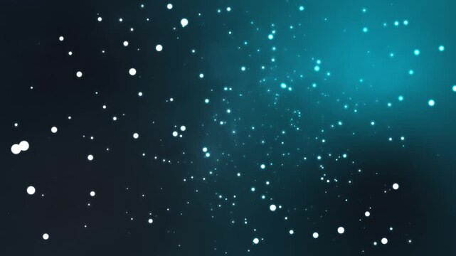 Glowing blue particles float through dark space creating a dynamic motion background with soft light bokeh effects that provide a modern and aesthetic for various professional digital media projects.