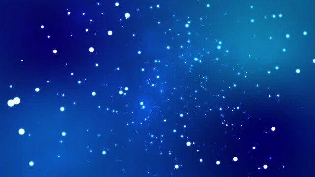 Glowing blue particles float through space with soft bokeh light effects in this dynamic digital animation designed to create a serene and ethereal atmosphere for modern high quality visual projects.