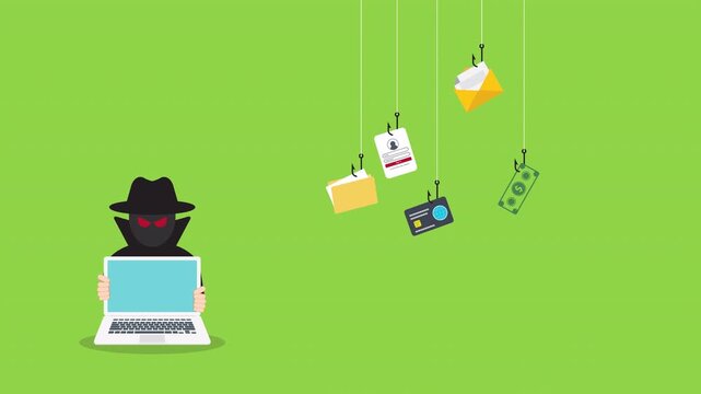 Phishing Attack Concept Showing Hacker Stealing Password Banking Data Email And Financial Information
