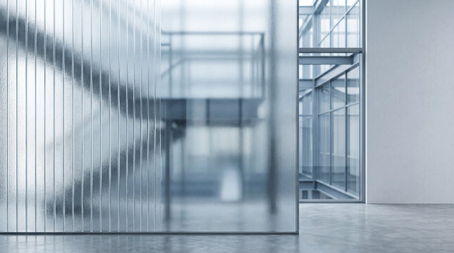 Minimalist architectural photo of frosted fluted glass blurring geometric lines representing brain fog and mental confusion, 16:9 aspect ratio