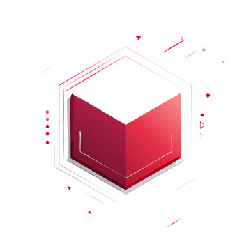 Isometric Hexagonal Box with Wireframe Design