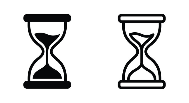 Hourglass Silhouettes On White Background Time Measurement Device