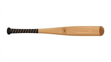 Naklejka premium Wooden baseball bat vector illustration with black grip tape isolated on white background