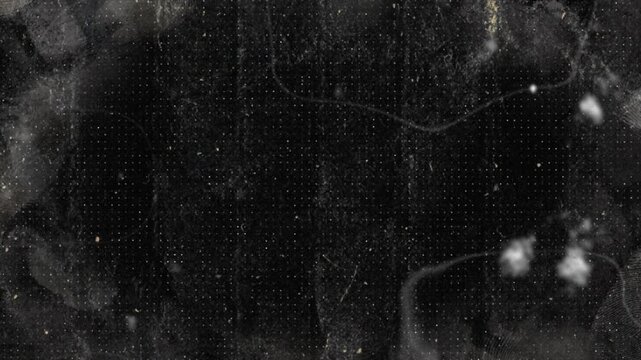 Halftone Grunge Texture Animated Background Loop with Film Scratches and Dust Overlay.