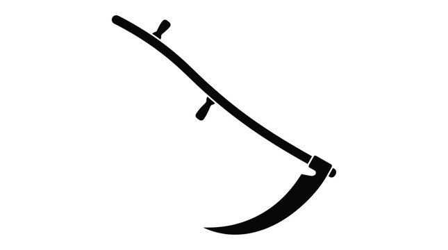 sickle tool silhouette on white background farm agriculture harvest scythe cutting implement