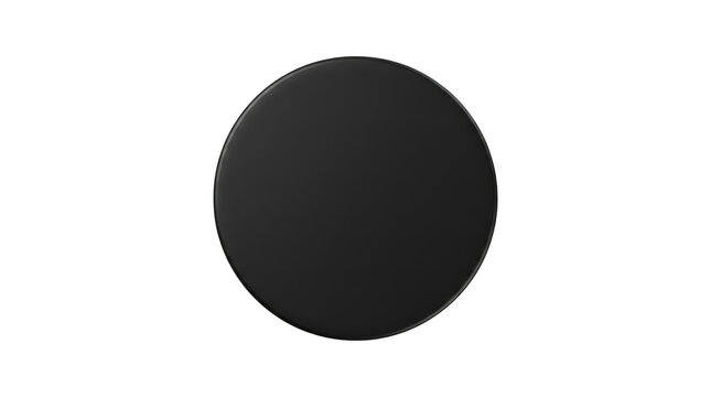 Minimalist solid black circular graphic on white background.