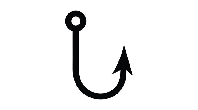 fish hook silhouette on white background fishhook fishing black simple graphic design