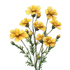 Achillea Flower, whimsical watercolor vector illustration with vibrant highlights and delicate strokes, isolated on a white background. © skynora