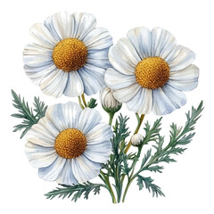 Achillea Flower, elegant watercolor vector illustration with flowing lines and gentle color transitions, isolated on a white background. © skynora