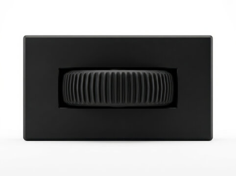 Minimalist black electronic device with horizontal touch slider control.