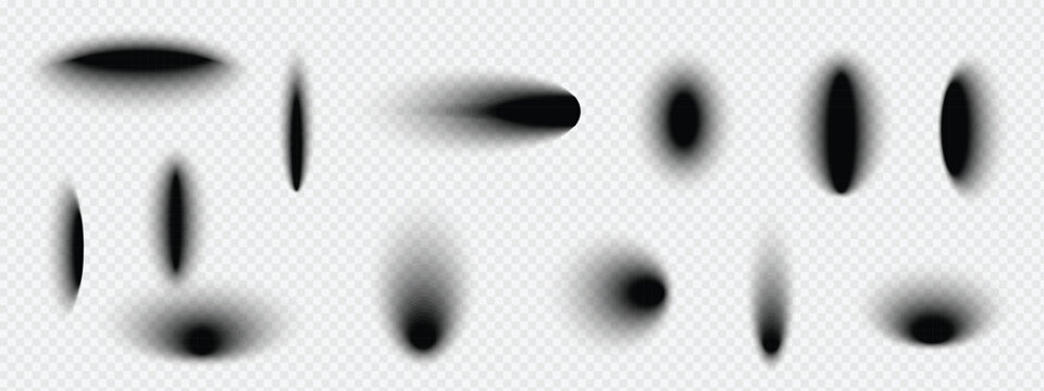 Abstract realistic round shadow, oval shadow, black shadow effect vector.