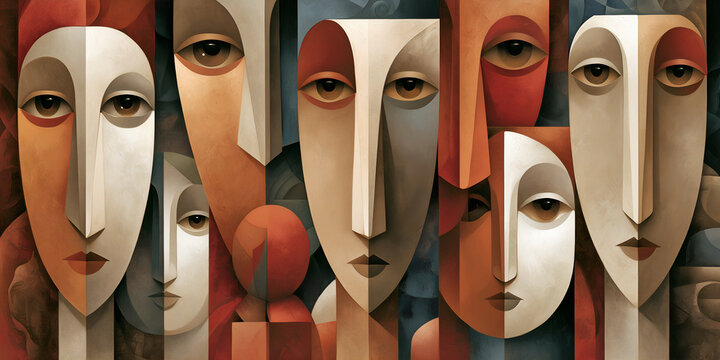The Many Faces That Merge Into One Warm Geometry of Thought, ai generated.