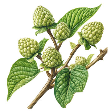 Gunnera Flower, playful watercolor vector painting with subtle shadowing and soft gradients, isolated on a white background.