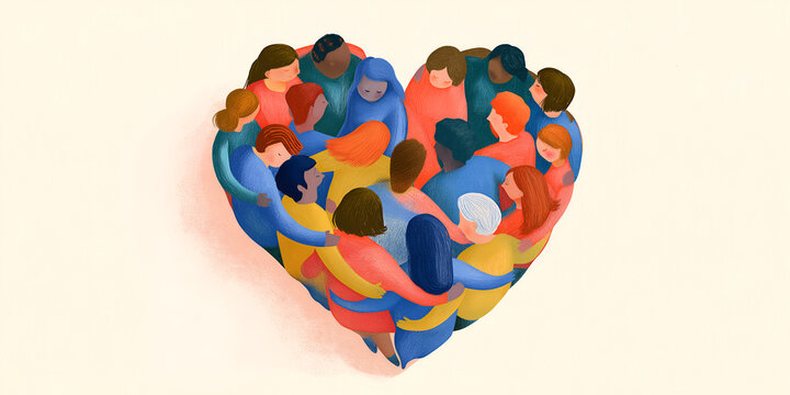 The Heart of People Who Stand Together in a Circle of Living Unity, ai generated.