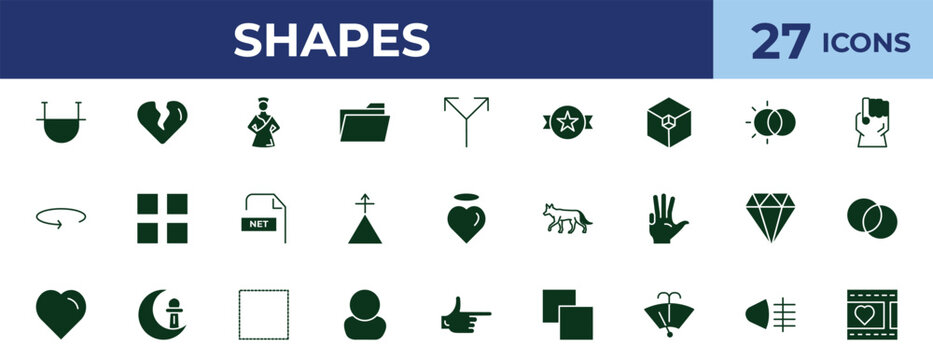 filled shapes icons set - mongolian, hdr, jackal, fog light. editable vector for web and mobile ui